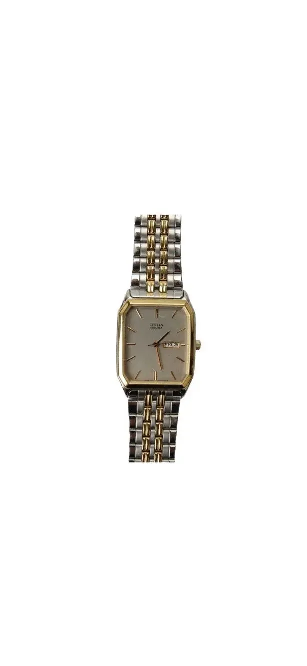 Citizen Mens Vintage Two-Tone Stainless Steel 1000-S63871 Tank Quartz Watch 27mm